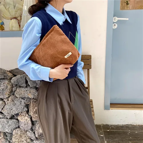 Miniatura 6 de Bolsas de cosméticos para mujer, bolsa de cosméticos de pana, bolsos estéticos para mujer, bolsos de mano con puntos sonrientes, organizador