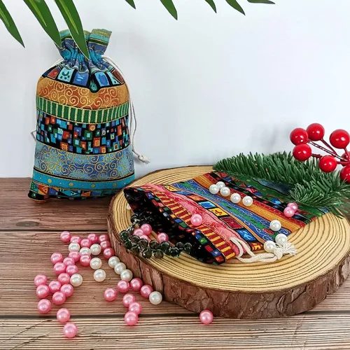 Miniatura 6 de SumDirect Bolsa de arpillera de lino estilo étnico egipcio, 20 bolsas de regalo de 4 x 6 pulgadas con cordón, bolsas de algodón reutilizables