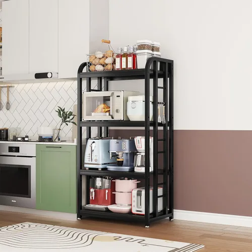 Miniatura 7 de Estante para panaderos de 4 niveles con altura ajustable, estante grande para hornear de cocina con estantes, soporte industrial para microondas