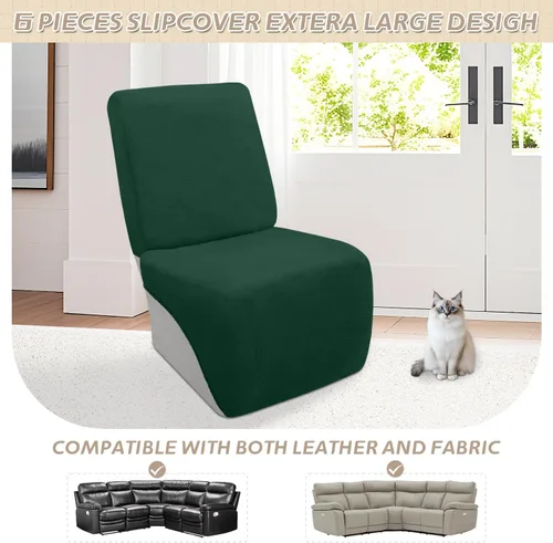 Miniatura 600 de Arfntevss Fundas de sofá seccional reclinable de terciopelo, Funda de sofá seccional de esquina para sofá reclinable, Funda elástica suave
