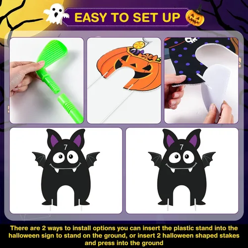 Miniatura 6 de Capoda 8 piezas de Halloween Mini Golf Game Hlloween Golf Yard Sign Mini Golf Club Yard Stakes para Halloween, fiesta de golf, Halloween, césped