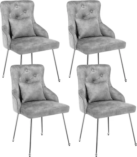 Miniatura 8 de Silla de tocador de terciopelo, silla de comedor tapizada para dormitorio, comedor, sala de maquillaje, silla moderna para sala de estar con patas