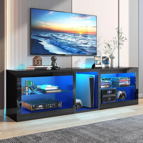 Vinctik 6&Fox Soportes de TV LED con toma de corriente, iluminación de 60,00 colores para TV de 60 o 65 pulgadas, centro de entretenimiento moderno