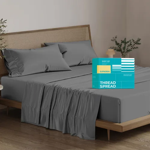 Miniatura 23 de THREAD SPREAD Sábanas 100% Algodón Egipcio Tamaño Twin - 800 Alto Número de Hilos 3 Piezas Sábanas Twin Extra Largas para Dormitorio, Bolsillo