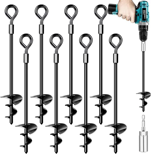 Miniatura 8 de Anclajes de Tierra, Anclajes para Columpios de Servicio Pesado, Anclaje de Tierra en Espiral para Trampolín, Camping, Cobertizo, Toldos, Anclaje