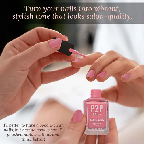 Miniatura 2 de P2P Nails Esmalte de uñas en gel vegano rosa – Esmalte de uñas de secado rápido – Gel de uñas de textura suave en colores vibrantes – Esmalte en gel
