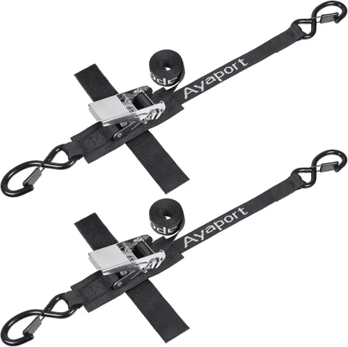 Ayaport Correas de amarre para remolque de barco (trinquete de acero inoxidable) de 1.5 m, 1089 kg de fuerza de rotura Correas de trinquete
