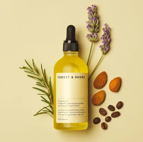 Miniatura 8 de Forest & Shore Aceite para el crecimiento del cabello, 100% natural, con cafeína, biotina, ricino, argán y romero, suero eficaz para cabello dañado