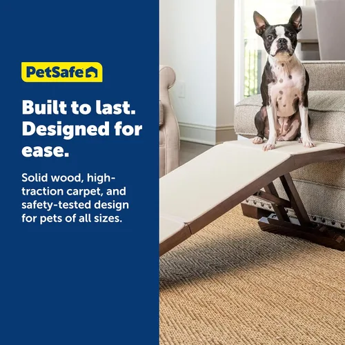 Miniatura 5 de PetSafe CozyUp - Rampa de sofá de madera para gatos y perros, grado de mobiliario con superficie de alfombra de alta tracción, color espresso