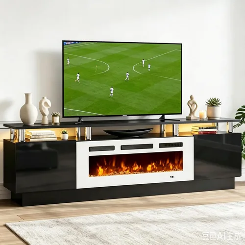 Miniatura 10 de oneinmil 70" Fireplace TV Stand for Living Room, Electric Fireplace Entertainment Center with Dual LED Lights & Storage Cabinets, Fits TVs up to