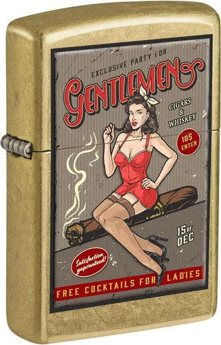 Zippo Encendedor: Fiesta de whisky y puros, chica Pin-up - Street Brass 81675