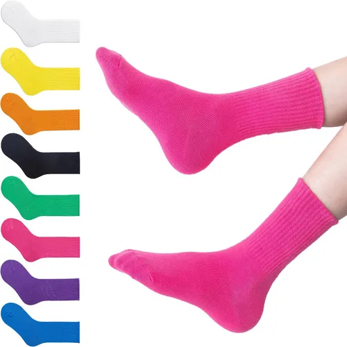 Miniatura 4 de MINI PANDA Calcetines Crew para niñas, 8 pares de lindos calcetines para niñas