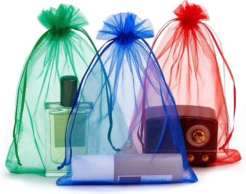 Miniatura 2 de Volanic 100 unidades de 6 x 9 pulgadas (6.7 x 9.1 in), bolsa de regalo de organza con cordón transparente, bolsa de joyería, bolsa de fiesta, boda