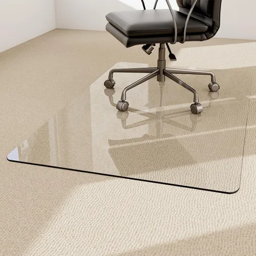 Miniatura 13 de Easly Tapete para silla de 46" x 55" para alfombra - Tapete para silla de oficina - Tapete de piso de vidrio templado para hogar/oficina/alfombra