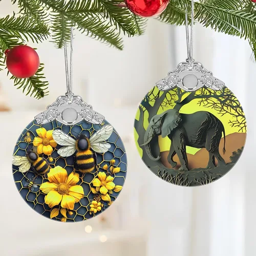 Miniatura 5 de Decoración navideña de abejas, adornos para árbol de vitrales, regalo de Navidad para amigos, familiares, compañeros de trabajo