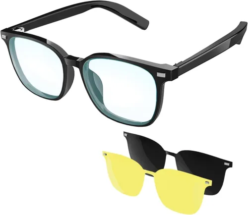 Lentes inteligentes, lentes Bluetooth para hombres y mujeres, con altavoces, asistente de voz, protección UV, lentes magnéticos polarizados y de
