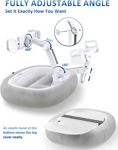 Miniatura 7 de Tryone Soporte de almohada para tableta y soporte para portátil: soporte ajustable para iPad con cuenco para aperitivos, almohada de felpa suave