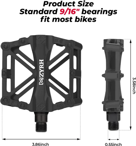 Miniatura 5 de KEMIMOTO Pedales de bicicleta de montaña, pedales planos de bicicleta MTB, 9/16 pulgadas, rodamiento sellado duradero de aluminio CNC