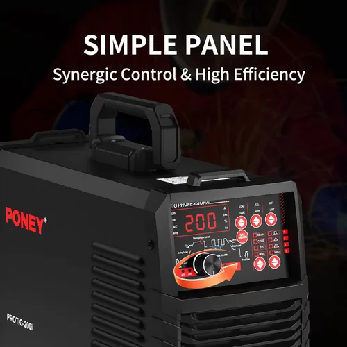Miniatura 7 de PONEY Soldador TIG 200 Amp 5 en 1 TIG Máquina de soldadura TIG DC TIG/Spot TIG/Pulse TIG/Stick, 110V/220V Voltaje dual con pantalla digital grande