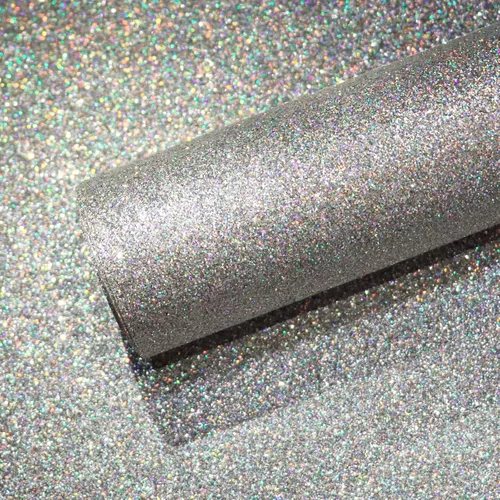 VEELIKE Papel tapiz holográfico con purpurina plateada de 15.7 x 118 pulgadas, para pegar y despegar, extraíble, papel de contacto con purpurina