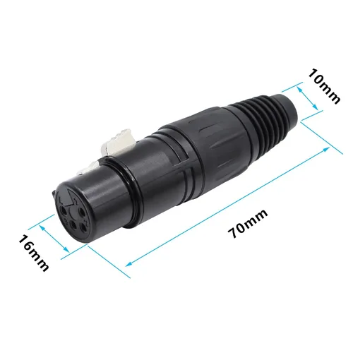 Miniatura 7 de Conector de cable XLR de 4 pines XLR Conector de enchufe hembra de 4 pines Adaptador de audio para micrófono, negro, 5 PCS