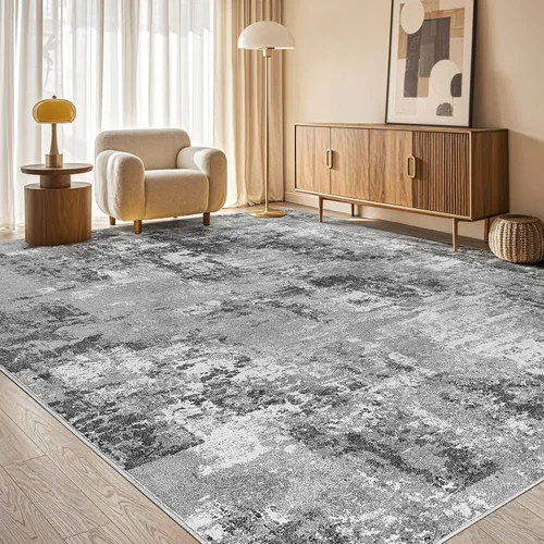 Miniatura 52 de Tortania Alfombra redonda lavable de 5 pies para sala de estar: Alfombra moderna abstracta neutra grande suave y delgada – Alfombra antideslizante