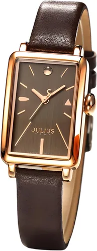 Valence Vintage Watch for Women - Brown Leather Band Strap for Small Wrist - Square Face Dainty Elegant Luxury Watch for Lady - Fashional Gift for