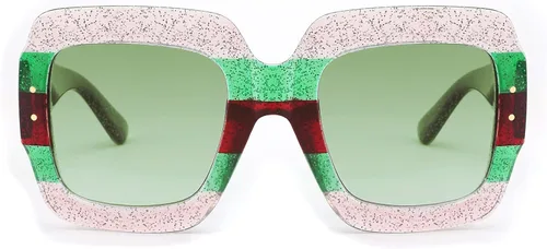 Miniatura 2 de Feisedy B2276 Gafas de sol cuadradas de gran tamaño con marco de brillantina multicolor