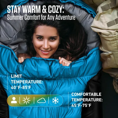Miniatura 3 de VENTURE 4TH Saco de dormir para mochileros – XXL, tamaños dobles e individuales – Saco de dormir ligero para clima cálido y frío para adultos, niños