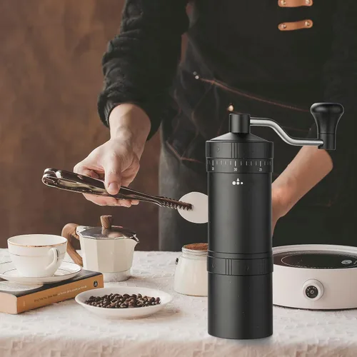 Miniatura 8 de Molinillo de café manual con rebaba cónica de acero inoxidable de 7 estrellas, molinillo de café portátil con ajuste de molienda ajustable externo