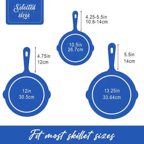 Miniatura 7 de Joyhalo Cubierta de mango de sartén de hierro fundido, paquete de 6 fundas resistentes al calor, funda de silicona para sartén de hierro fundido