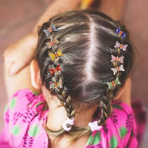 Miniatura 2 de Mini accesorios para el cabello de cristal brillante, clips de garra de diamantes de imitación, clips de metal de mariposa de flores pequeñas
