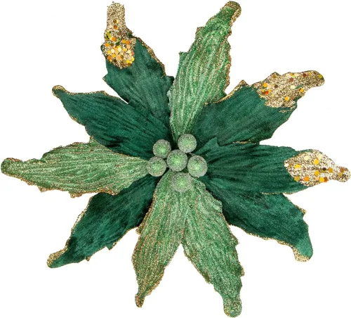 Miniatura 27 de Briful Flores de Pascua con Purpurina Navideñas de Cabezas Grandes de 12 Pulgadas Adornos para Árbol de Navidad Juego de 4 Flores Artificiales