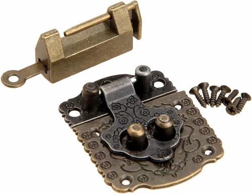dophee Kit de cierre de cerrojo decorativo vintage con tornillos de montaje para armario, caja de madera, caja de regalo de boda, tarjeta de regalo
