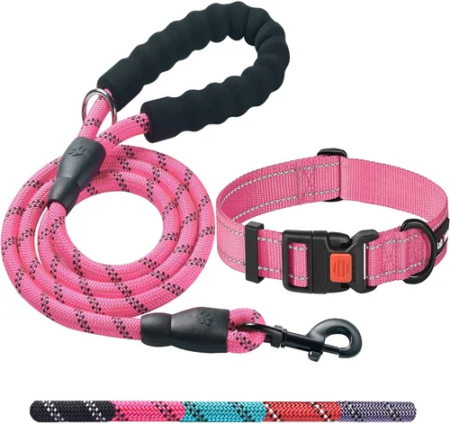 Miniatura 9 de Ladoogo Correa para perro resistente, mango acolchado cómodo, 5 pies de largo - Correas para perros pequeños, medianos y grandes