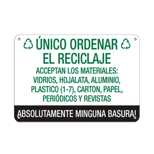 Letrero de metal horizontal de aluminio de varios tamaños Unico Ordenar Reciclaje Absolutamente Ninguna Basura! White Dog Poop All Over Waterproof