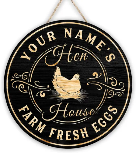 Miniatura 35 de Letrero de madera de gallinero personalizado para gallinero, diseño de granja esponjosa, varios tamaños, nombre personalizado, título y cita
