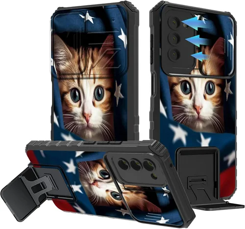 Miniatura 899 de Funda para Samsung Galaxy S22 Ultra 5G, Galaxy S22 Ultra con cubierta de cámara deslizante, funda resistente de doble capa con función atril Black
