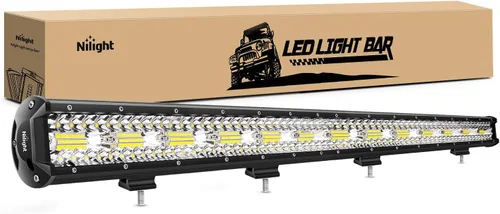 Nilight 18024C-A barra de 20 pulgadas 420w, combo de punto de inundación de triple fila 42000LM, barra con luces LED para todoterreno o para camiones