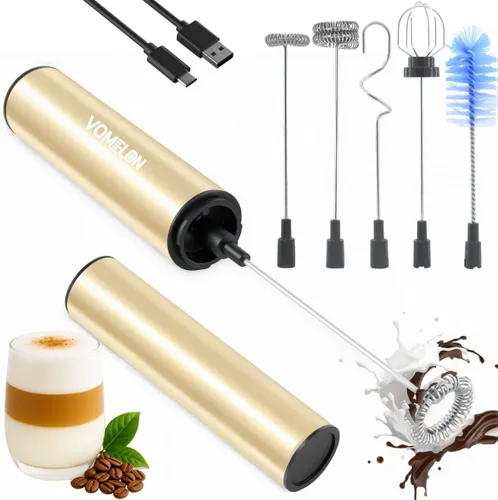 Espumador de leche recargable de mano, espumador eléctrico de mano, mezclador de bebidas para café, lattes, capuchino y huevo, acero inoxidable para