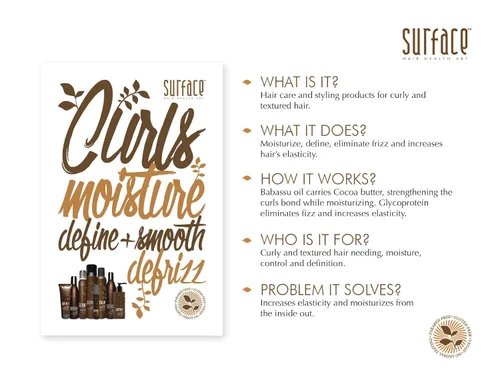 Miniatura 3 de Surface Hair Champú Rizos para hidratar, limpiar, suavizar y brillar, sin sulfatos y sin parabenos, protección natural para el cabello encrespado