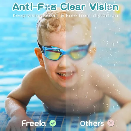 Miniatura 4 de Freela Gafas de natación para niños, paquete de 2 gafas de natación para niños de 3 a 14 años, gafas de natación para niños y niñas, antivaho