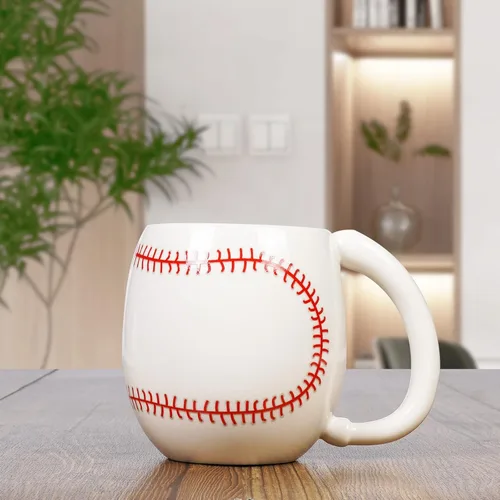 Miniatura 6 de Ceramicfor Taza de café de béisbol, regalo de Navidad novedoso para hombres, mujeres, todos los amantes del deporte, 14 onzas, color blanco