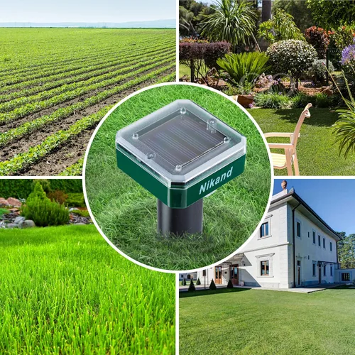 Miniatura 4 de NIKAND Repelente solar ultrasónico de topos, paquete de 4 unidades disuasorias para exteriores, tapón de topos para césped, jardín, patio, hogar
