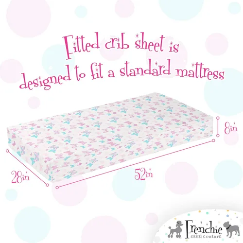 Miniatura 25 de Frenchie Mini Couture Sábanas bajeras para cuna, 100% algodón, se adaptan a colchones de niños pequeños, estrellas azules, 28 x 52 pulgadas, paquete