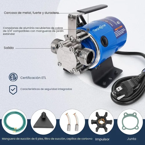 Miniatura 4 de Bomba con manguera, bomba de transferencia de agua de 115V 1/10HP 330GPH, bomba de drenaje, con juego de manguera de succión.