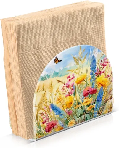 Miniatura 2 de Servilleteros de flores rurales y mariposas para mesas, servilleteros de acrílico transparente, servilleteros de cóctel para cocina, restaurante