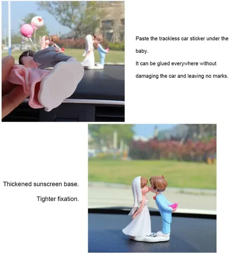 Miniatura 2 de gofidin Figura de globo de anime para parejas para automóvil, lindo beso de boda, decoración interior de automóvil, figura de tablero, regalos
