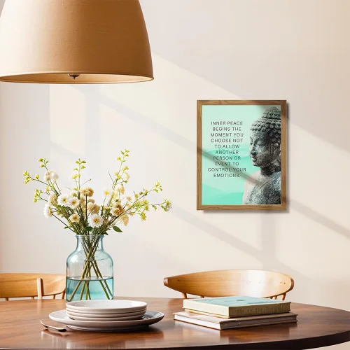 Miniatura 4 de Impresión artística de estatua de Buda del budismo ENMARCADA - Decoración de pared con cita zen inspiradora y motivacional para baño, hogar