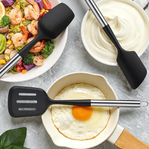 Miniatura 7 de 12PCS Kitchen Utensil Set, Silicone Cooking Tools with Stainless Steel Handle, BPA Free Spatula Spoon Ladle Set, Heat Resistant and Non-Scratch for